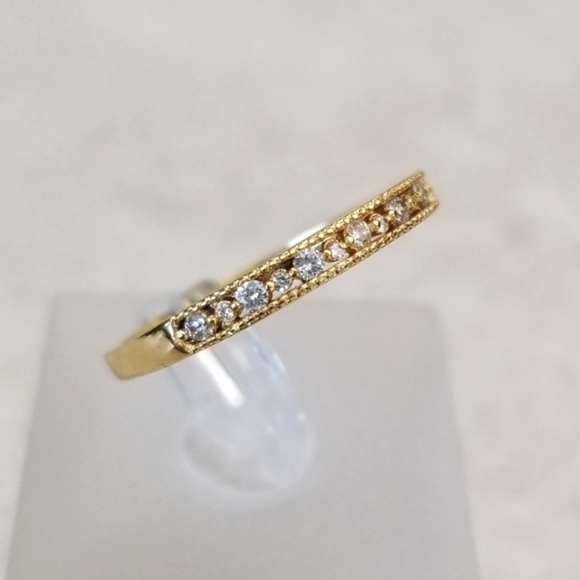 Delicate 18k Channel Set Band - Picture 2 of 9